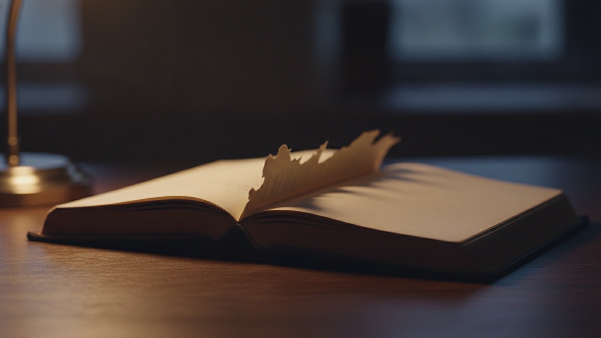 A paper till roll unspooling across a shop counter beside an open cash drawer, late light across the keys